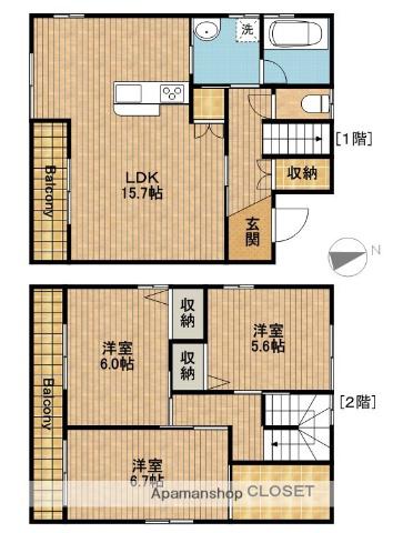 東海道本線 浜松駅 バス乗車時間：19分 蜆塚坂上バス停で下車 徒歩5分 2階建 築13年(3LDK)の間取り写真