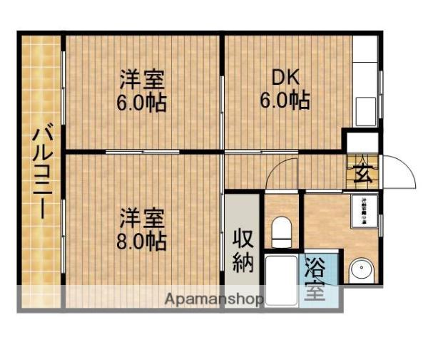 エスペランサⅡ(2DK/1階)の間取り写真