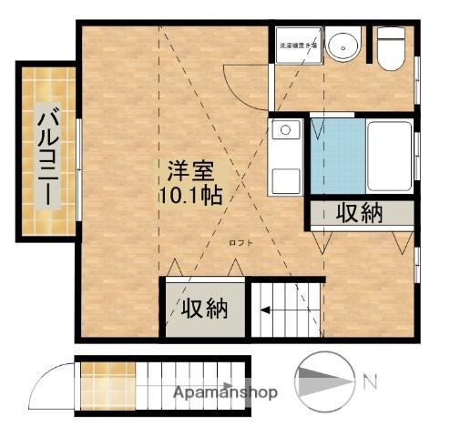 オイスターハウス(ワンルーム/2階)の間取り写真