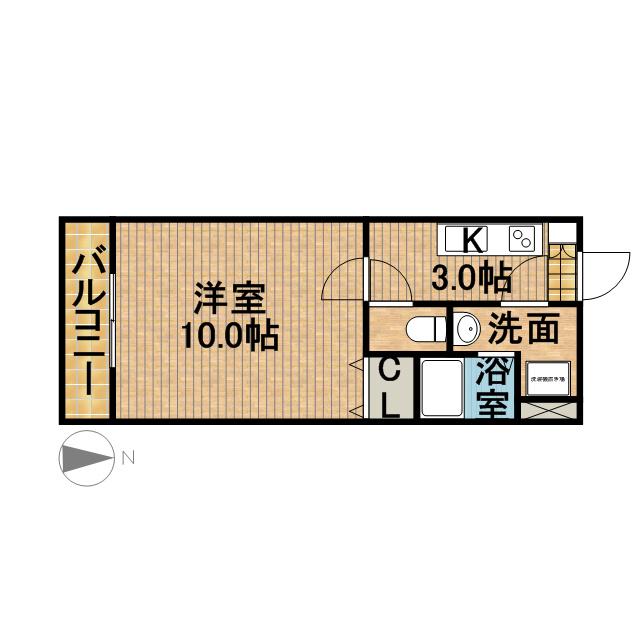 グロワール椿森(1K/2階)の間取り写真