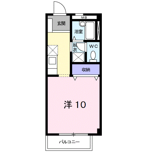 リュエルⅠ(ワンルーム/2階)の間取り写真