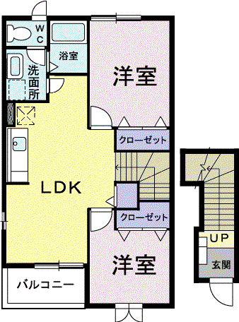 サンスベリアⅡ(2LDK/2階)の間取り写真