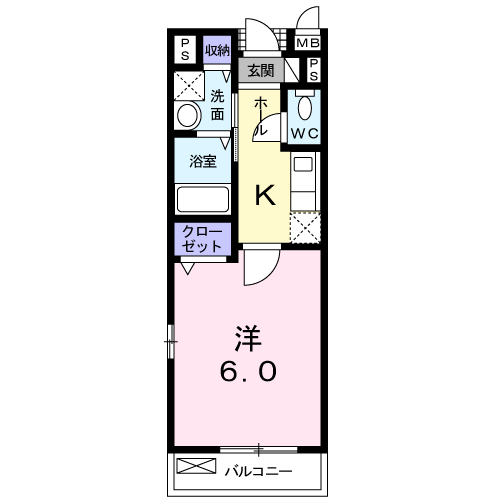 LIBERTY 1860(1K/2階)の間取り写真