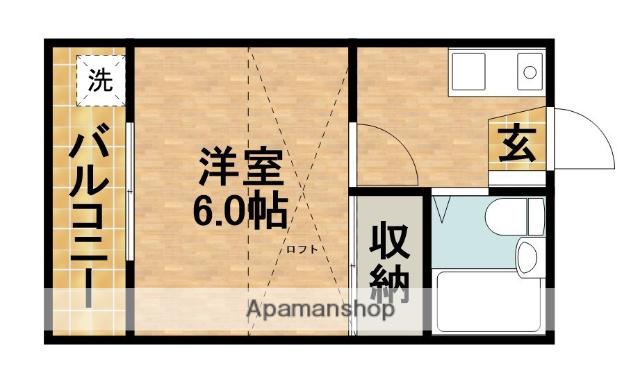 ガーデンコート早出(1K/2階)の間取り写真