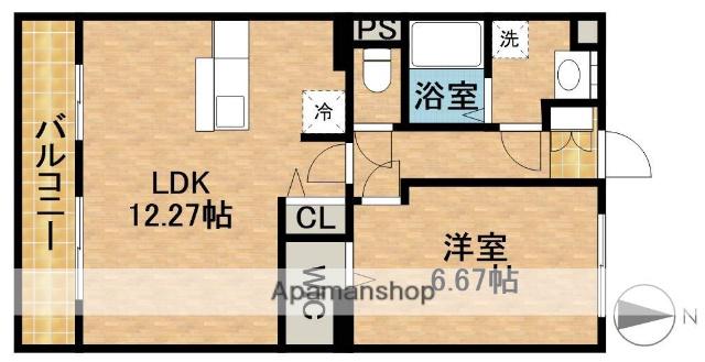 ベルフラワー五番館(1LDK/1階)の間取り写真