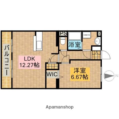 ベルフラワー五番館(1LDK/1階)の間取り写真