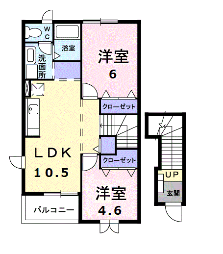 ルーナⅠ(2LDK/2階)の間取り写真