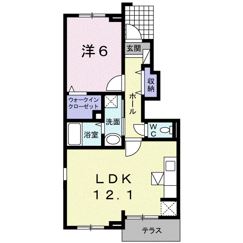 ブリーゼⅡ(1LDK/1階)の間取り写真