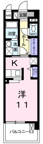 グランセピア(1K/1階)の間取り写真