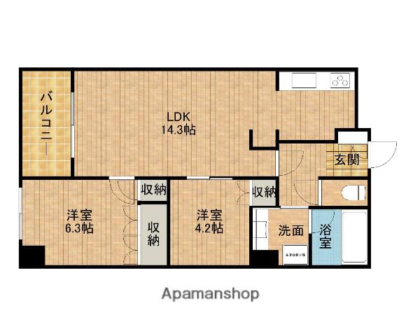 アートフォルム元城(2LDK/6階)の間取り写真