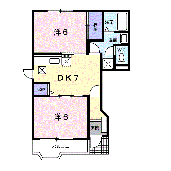 サンセール(2DK/1階)の間取り写真