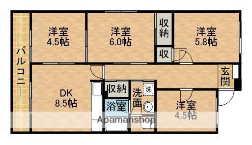 小名川ハイツ谷上Ⅱ(4DK/1階)の間取り写真