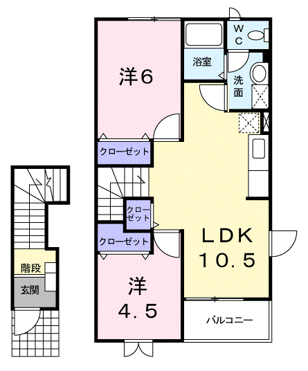 アルビオンD(2LDK/2階)の間取り写真