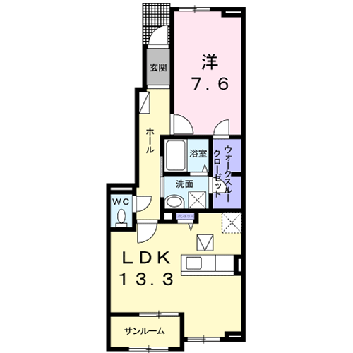 MS GARDEN(1LDK/1階)の間取り写真