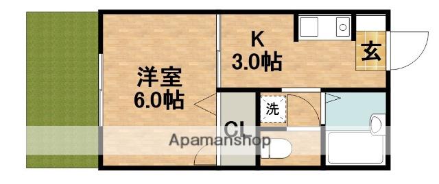 エミネンス静大北(1K/1階)の間取り写真