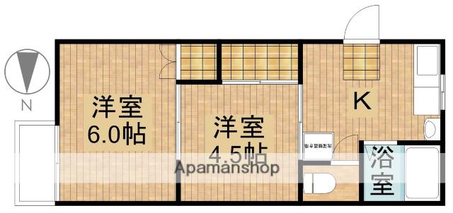 掛川メゾンオークラB棟(2K/1階)の間取り写真