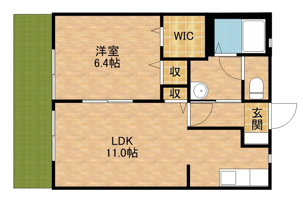 キャスティールⅢ(1LDK/1階)の間取り写真