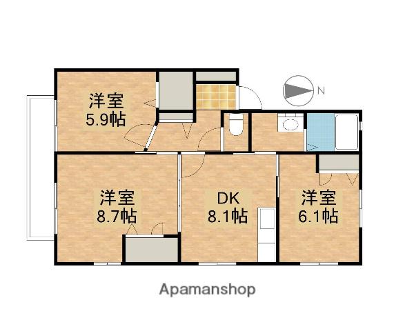 静岡県掛川市 2階建 築22年(3DK/2階)の間取り写真