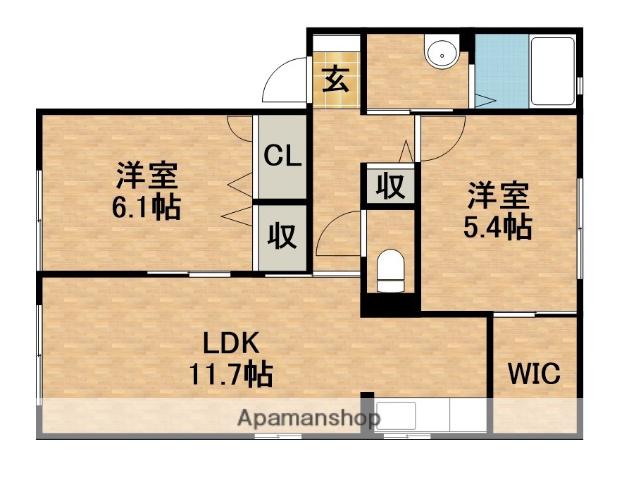 FLEUR SAKURA A(2LDK/1階)の間取り写真