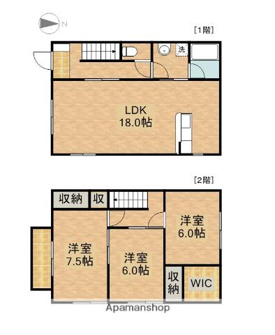 岡本テラスハウス(3LDK)の間取り写真