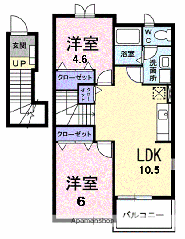 パーシモンガーデン(2LDK/2階)の間取り写真
