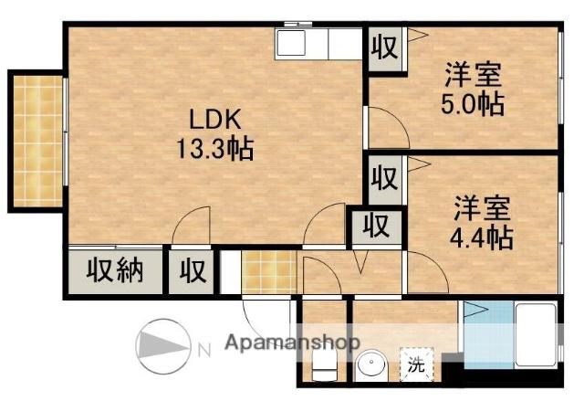 コーポ潮鳴A(2LDK/2階)の間取り写真