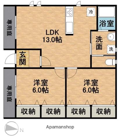 パステルＦ(2LDK)の間取り写真