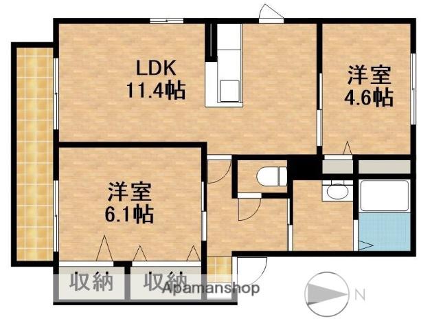 グラシューズB棟(2LDK/2階)の間取り写真