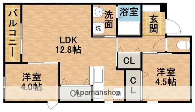 ART FORCE 八幡駅前(2LDK/1階)の間取り写真
