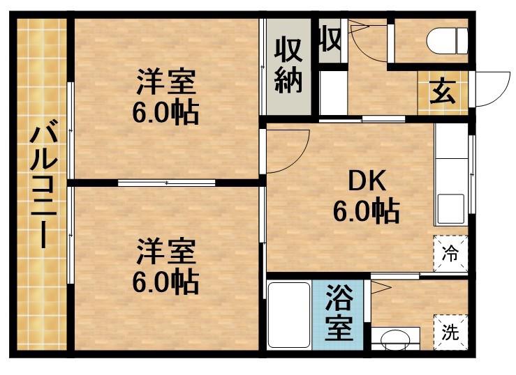 セントラル・ビラA(2DK/2階)の間取り写真