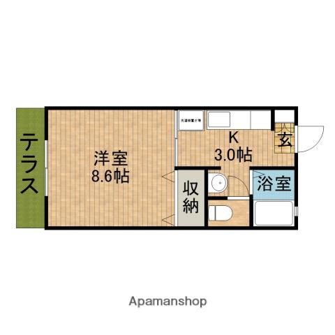 向平ハイツ(1K/1階)の間取り写真