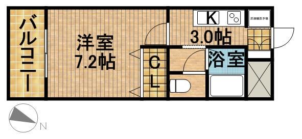 グランドパレス宮西(1K/2階)の間取り写真