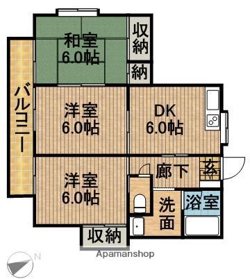 レジデンス高田Ⅱ(3DK/1階)の間取り写真