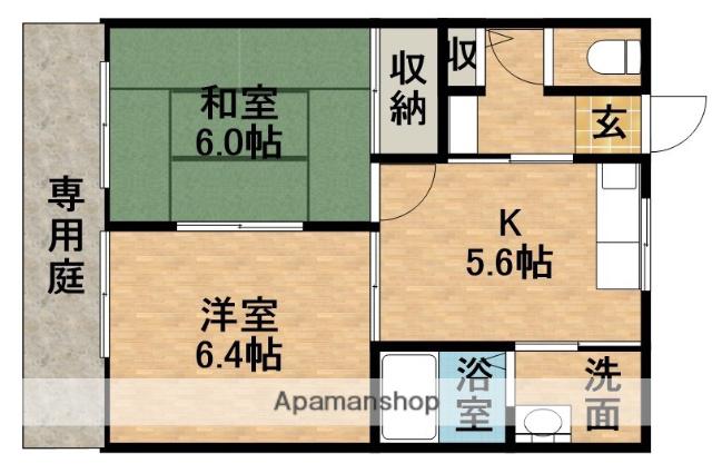 リバーサイド浜岡B(2K/1階)の間取り写真
