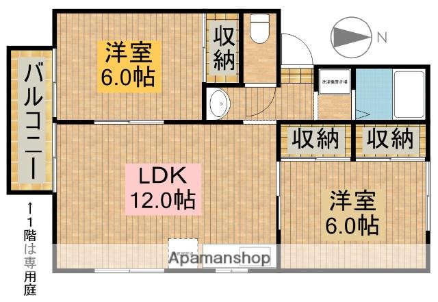 パインハイツA(2LDK/2階)の間取り写真