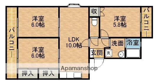 ファインビュー梅川E(3LDK/1階)の間取り写真