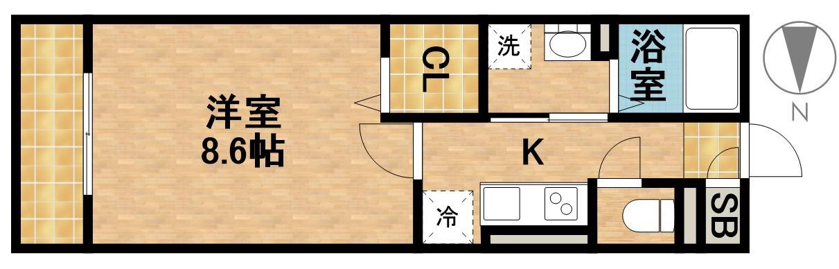 リビエールウメダ(1K/2階)の間取り写真