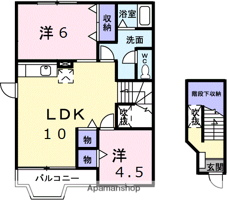 パークネス Ⅱ(2LDK/2階)の間取り写真