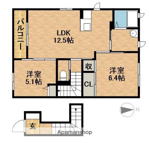 コーポソレイユⅢ(2LDK/2階)の間取り写真