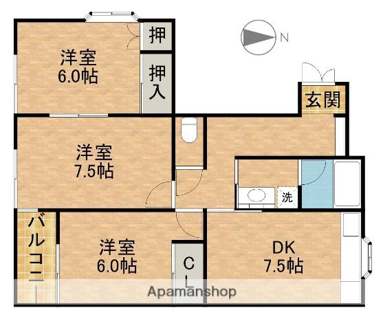 メゾンTAKEUCHIⅢ(3DK/2階)の間取り写真