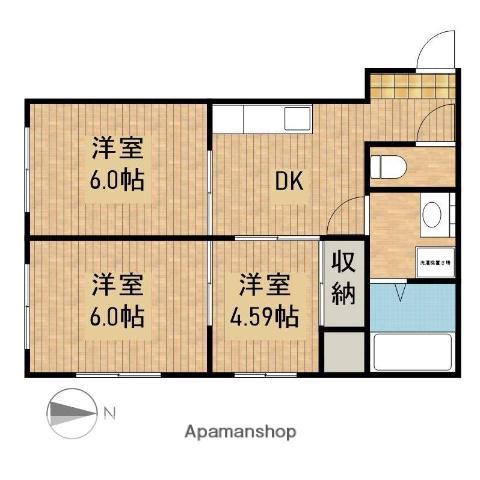 レクリオヒロ西池新田(3DK/1階)の間取り写真