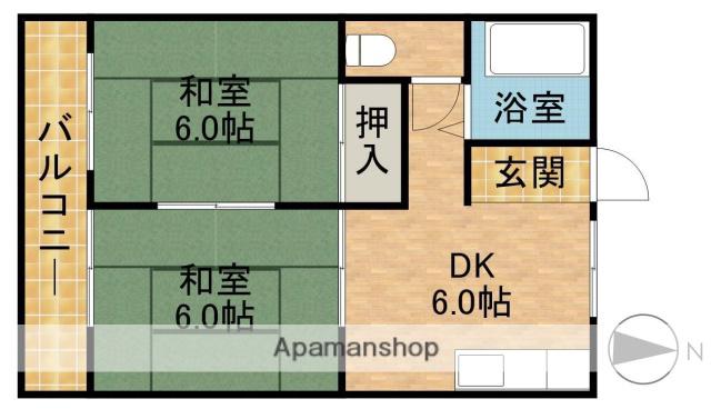 ハイツ三共Ⅰ(2DK/2階)の間取り写真