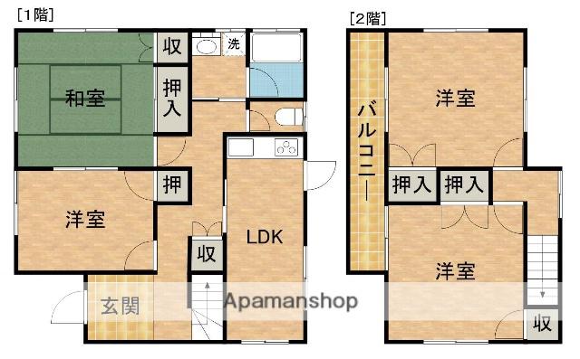 東海道本線 浜松駅 バス乗車時間：18分 坂下西バス停で下車 徒歩6分 2階建 築34年(4LDK)の間取り写真