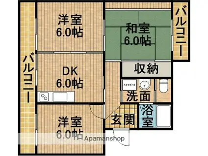 天竜浜名湖鉄道 原谷駅 徒歩8分 3階建 築23年(3DK/2階)の間取り写真