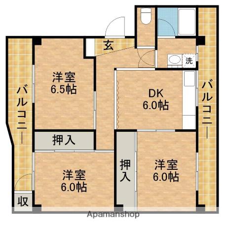 田内マンション(3DK/4階)の間取り写真