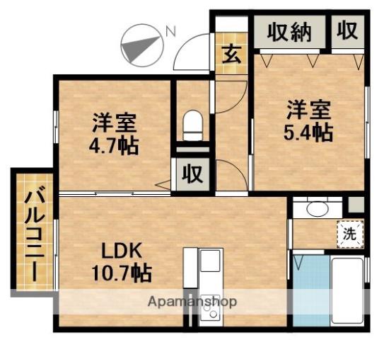 メゾン アナベル(2LDK/2階)の間取り写真