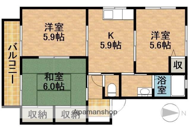 エステートさぎたB(3K/2階)の間取り写真
