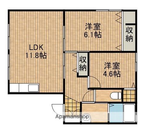 アーリー・バード B(2LDK/1階)の間取り写真