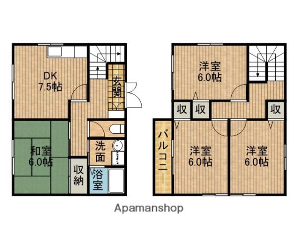 東海道本線 西焼津駅 徒歩18分 2階建 築25年(4DK)の間取り写真