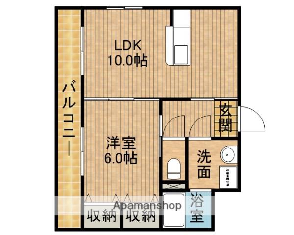 AZURE SKY(1LDK/2階)の間取り写真